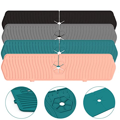 Aynuma Kitchen Faucet Sink Splash Guard, 24" X 5.6'' Upgrade Silicone Faucet Water Catcher Mat, Sink Draining Pad Behind Faucet, Rubber Drying Mat For Countertop, Bathroom, Farmhouse, Rv (Black) #TOP3