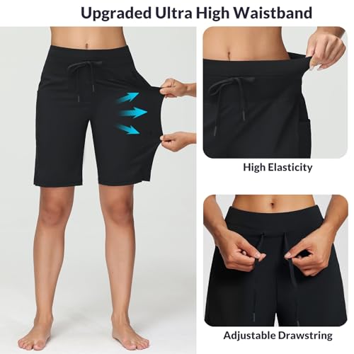 baleaf Women's 9" High Waisted Swim Board Shorts Quick Dry Swimsuits Bottoms with Drawstring2