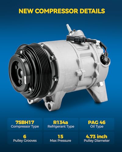 Image of PHILTOP 198352 NEW Air Conditioner AC Compressor with Clutch for 2012-2014 Chevy Impala, 2012 Terrain 3.0L,2013-2016 Terrain 3.6L,2012 Equinox 3.0L,2013-2016 Equinox 3.6L,2014-2016 Impala Limited