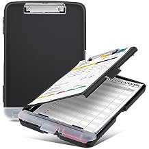 Sunnyclip Clipboard with Storage, Real Hinge Heavy Duty 8.5x11 Clipboards - with Pen Holder, Plastic Nursing Letter Size Storage Slimcase, Smooth Writing, for Paperwork Office Classroom