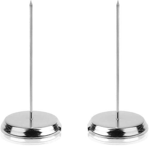 BCP - 2 piezas de escritorio de color plateado para barra recta, soporte de papel con pinchos para recibos, tenedor de facturas, 5-3/4 pulgadas