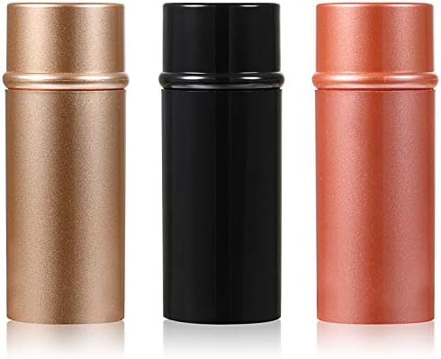 Vtrem 3 Colors Retractable Makeup Brush Travel Blush Brushes Kabuki Foundation Brush Portable Face Powder Brush Mini Makeup Brush Set with Cover, Red/Black/Brown