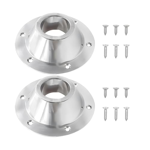 Bittwee 2PCS RV Table Base Mount, Aluminum Camper Pedestal Table Base Flange Leg Mount Flush, Table Floor Mounting Base Plate with 6 Mounting Holes Including Mounting Screws, Universal Fit