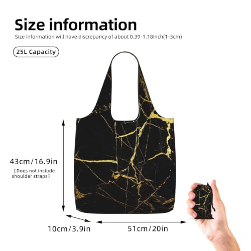AYYQWE Sac fourre-tout pliable et réutilisable Motif marbre Noir – vue 4