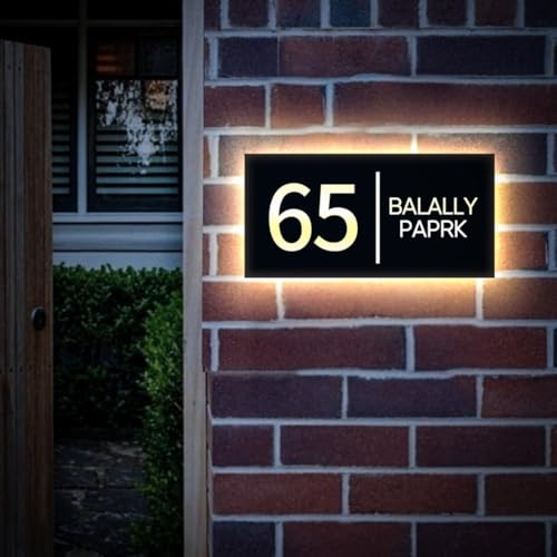 Plaque d'adresse personnalisée avec numéro de maison LED lumineux 40x20 cm