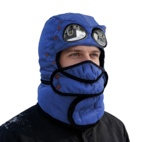 Winter Thermal Hat with Glasses, 4 in 1 Windproof Knit Hat with Goggles