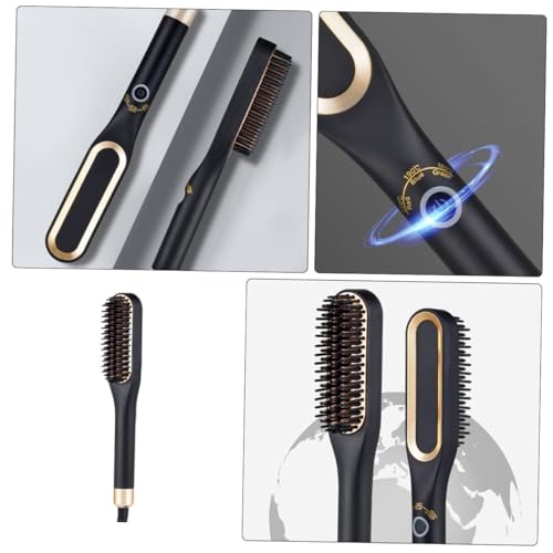 Peine eléctrico alisador de barba Ciieeo con 3 niveles, peine alisador de cabello mini para hombres, enchufe estadounidense dorado, herramienta térmica para grooming de cabello corto y cuidado de barba miniatura 3