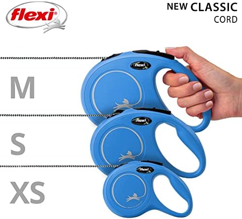 Flexi New Classic Cord Blue Medium 5m Retractable Dog Leash/Lead for dogs up to 20kgs/44lbs