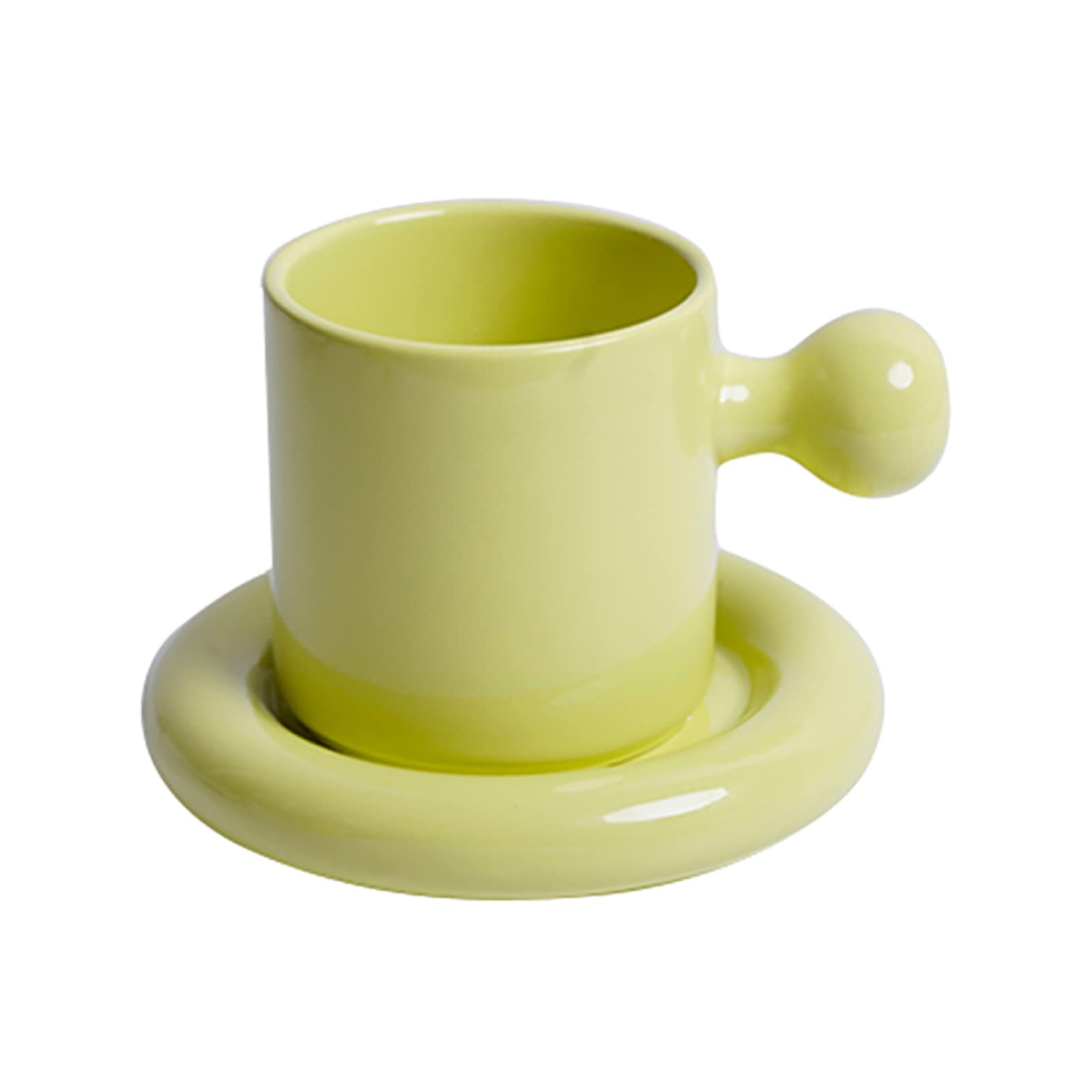 Kaffeetasse aus Keramik grün mit Untertasse Teetasse Keramik Kaffeetasse Geschenk für Büro und Zuhause