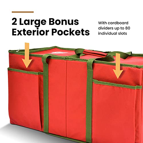 Holiday Cheer Premium Christmas Ornament Storage – Christmas Storage Container Perfect For Holiday Decorations And Ornament Storage Box – Fits 128 Holiday Ornaments – Tear-Proof Fabric #TOP3