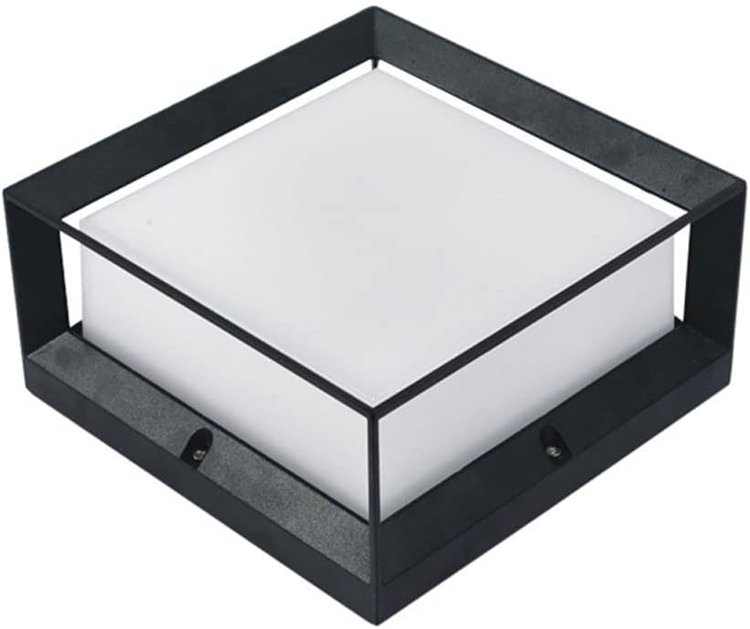 Mini Square LED Post Lights Outdoor, Waterproof IP54 Landscape Light Floor Table Deck Garden Shade Lamps, Black Landscape for Fence Patio Lawn Garden Decoration, Warm White Light(22x22cm)