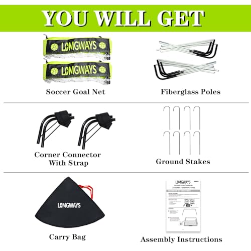 Soccer Goal for Backyard,2 Set of 4x3 ft Portable Pop Up Soccer Net with Ground Stakes,Carrying Bag, Perfect for Backyard,Court,Field,Easy Setup,Great for All Levels and Ages - Thumbnail 3