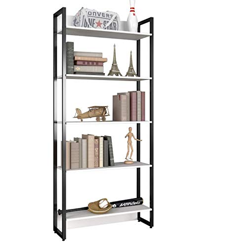 Estante 5 Prateleiras Porto Siena Móveis Branco/Preto