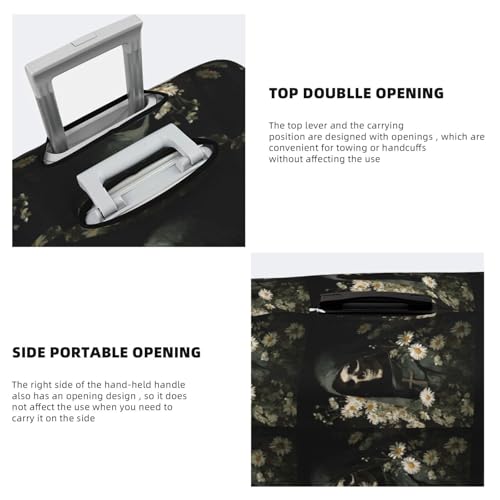 Dark Gothic Skeletal White Daisies Elastic Travel Luggage Covers Dustproof Scratch-Resistant Suitcase Protector Fit 22-24 Inch3