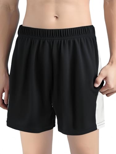 Sywiyi - Sywiyi Pantalons Courts pour Enfants Et Adolescents Shorts De Fitness Pantalons Dentraînement Football Basket Tennis Shorts Élastiques À La Taille Bermuda De Course Noir 13-14 Ans