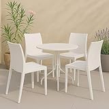 Dmora - Set mit 4 Gartenstühle Palizzolo, Platzsparende Outdoor-Stühle, Stapelbar, Ideal für Garten und Terrasse, Made in Italy, 42x48 h81 cm, Weiß