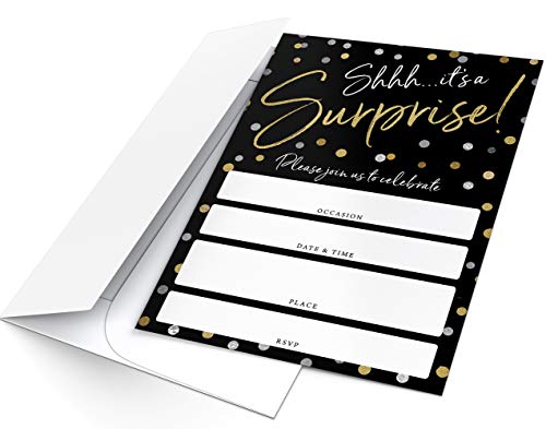 Printed Party Surprise Party, Gold Confetti, 25 Invitations And Envelopes #TOP4