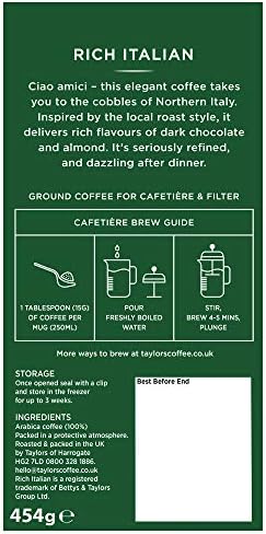 Taylors of Harrogate Rich Italian Ground Coffee, 454 g (Pack of 4)
