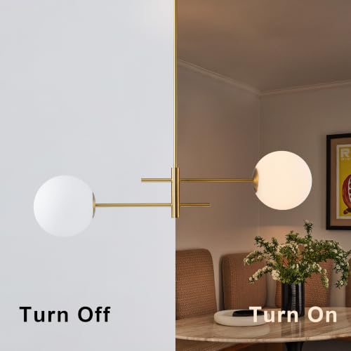 Image of Modern Milk Glass Globe Linear Chandelier, 37.40 inch 2-Lights Gold