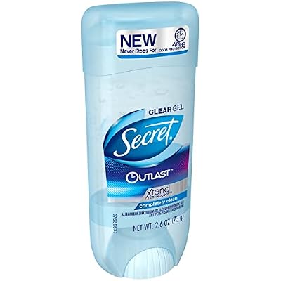 Secret Outlast Antiperspirant Deodorant Clear Gel, Completely Clean, 2.6 Ounce, 6 Pack