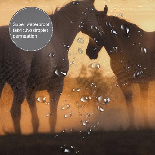 Rideau de douche imperméable et lavable motif chevaux amoureux - 7