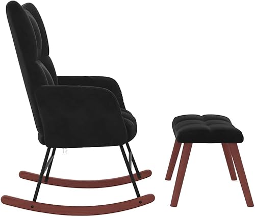 Miniatura 56 de vidaXL Velvet Rocking Chair - Dark Gray - Modern Design - Comfortable Foam Padding - Steel Frame with Solid Rubber Wood Rocking Rails