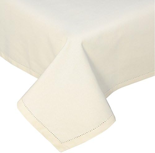 HOMESCAPES Navy Blue Cotton Tablecloth 6 to 8 seater Large Rectangular 137 x 228 cm (54 x 90 Inches) Washable Hand Woven 100% Plain Cotton with Decorative Ladder Stitch Edge