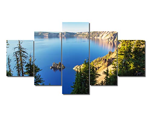 TUMOVO 5 Pcs Beautiful Natural Canvas Wall Art for Living Room Print Photo Artwork Home Decor - Crater Lake Around Mountain Oregon USA Landscape Scenery Stretched and Framed Ready to Hang