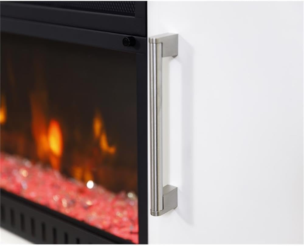 Pemberly Row Modern 76" Fireplace Console Entertainment Fully Assembled White