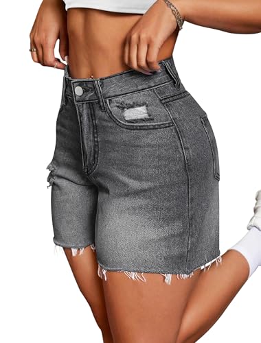 IWD Jean Shorts Womens High Waisted Ripped Casual Denim Shorts