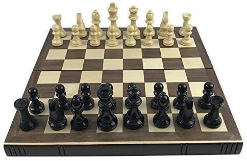 ROLTIN Tablero de Madera de ajedrez con Forma de Libros, Caja de ajedrez sólida, Juego de ajedrez de Mesa de Madera, Pintura Segura Natural