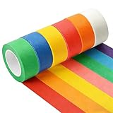 Colored Masking Tape, 6 Rolls 0.8 Inch x 11 Yards (20mm X 10m) DIY Art Craft Packing Decoration Labeling Washi Tape Teacher Student Kid School Work Office Painters Colored Tape Supplies