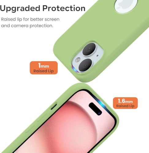Image of VONZEE Liquid Silicone Cover Compatible with iPhone 14 Plus Case (6.7 inch) 3 Layer Microfiber Lining Covers Phone Cases Full Body Protective Wireless Charging Shockproof Back Cover (Matcha)