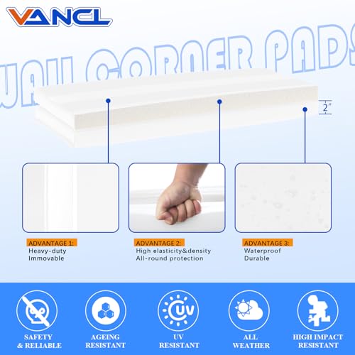 Image of Wall Corner Pads White Two Sides Wall Corner Padding Heavy Duty Wall Safety Padding Waterproof Durable 2 Sides Wall Corner Guards for Protector