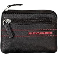 Atlético de Madrid Monedero de Piel 100% Vacuno, Negro,
