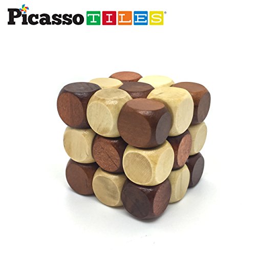 Picassotiles 8 Styles Interlocking Sensory Toys Wooden Burr Cube, Ball And Barrels Logic Skill Genius Puzzle Brain Teaser Games & Intellectual 3D Assembling Educational Toy Set For Kids & Adults Ptp08 #TOP5