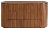 SAFAVIEH Couture Collection - Rikki Medium Oak Brown Fluted 6-Drawer Wood Dresser, Modern Oval Top, Fully Assembled (SFV4250C)