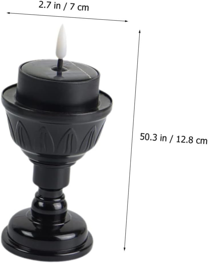 POPETPOP 6Pcs Solar Flameless LED Tealight Candle Lamps Outdoor Solar Powered Tealights Black Candle Holders for Garden Patio Party Decor