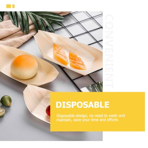 Bandejas desechables de madera para sushi 100un 6cmx5cm estilo japonés miniatura 6