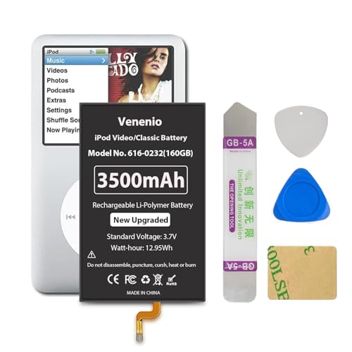 Batería Venenio para iPod Classic/Video Thin, Batería de Reemplazo de Alta Capacidad de 3500mAh Compatible con iPod 5ª - 7ª Generación Video Classic Thin 160GB con Kit de Herramientas de Reparación