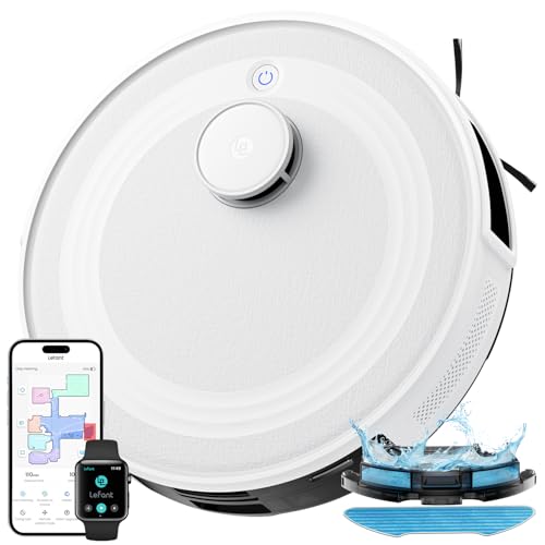 LEFANT M2 Robot Aspirapolvere Lavapavimenti con Mappatura, 6000Pa, Navigazione Laser dToF, Evitamento Ostacoli PSD, Serbatoio 300ml, WiFi 2.4G/5G, Autonomia 160 Min