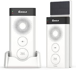 QNIGLO Wireless Intercom Doorbell Battery Solar Powered, Waterproof Intercom Doorbell Wireless with 20 Chimes, 800M Long Range, 3 Volume, Doorbell with Intercom Wireless for Gate Home Office Patient