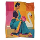 kaiyun Retrato Femenino Manta,Blanco Swan Ropa Cama Suave Y Liviana para Todas Las Estaciones Picnics,Viajes,decoración del Hogar 40x50inch(100x130cm)