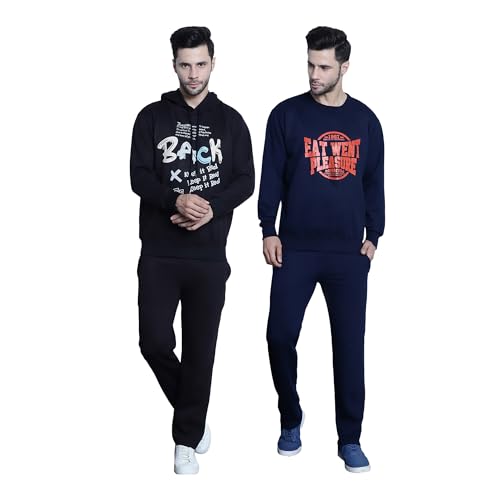 Image of Mack Jonney Printed Round Neck Cotton Fleece Track Suit for Men (Pack of 2)(Kangaroo Pockets)-MACK51565