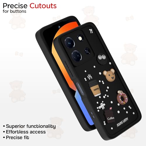 Image of Outlouders Back Cover for Infinix Note 30 5G | 3D Cartoon Cute Fun Bear | Silicone Full Body Protection Bumper Case (Black)