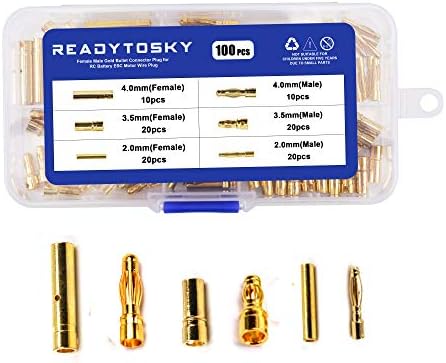 Readytosky RC Bullet Connectors 2mm 3.5mm 4mm Gold Plated Banana Plug