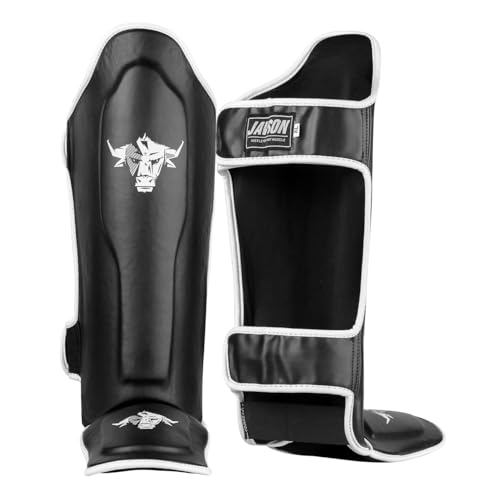 Shin Guards for Boxing and MMA Training Artificial Leather Shin Pads for Muay Thai, Kickboxing, Martial Arts Training Shin Instep Leg Protective Gear for Men and Women by JAVSON (X-Large)