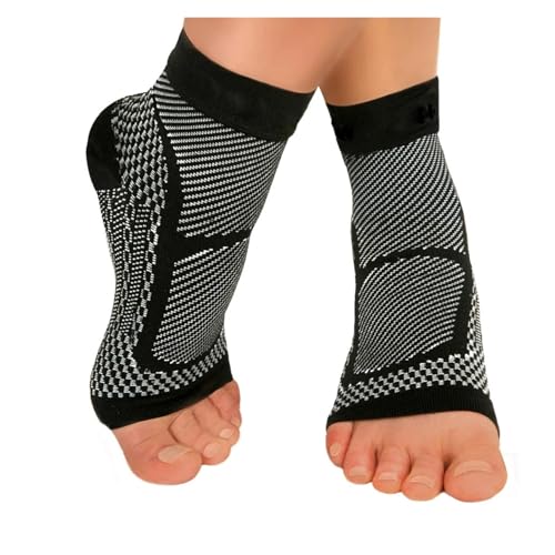 Tobillera Deportiva 1 par de tobilleras de compresión for aliviar la tendinitis de Aquiles y el dolor en las articulaciones. Medias for fascitis plantar con soporte for el arco del pie(Black,S M)