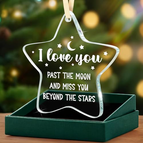 Romantic Gifts for Him/Her, Boyfriend/Girlfriend, Wife/Husband, or Couple I Love You Gift, Star Glass Christmas Ornament Keepsake, Perfect for Christmas, Anniversary, Valentines or Birthday