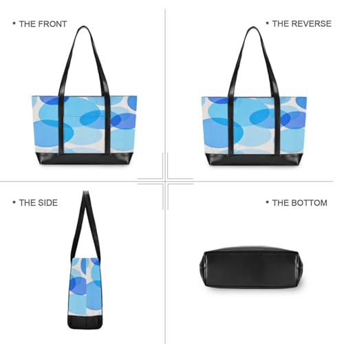 Polka Dot Round Modern Blue Portable laptop tote bag with zipper canvas tote bag for nurse work with diaper bolsos secret para mujeres3